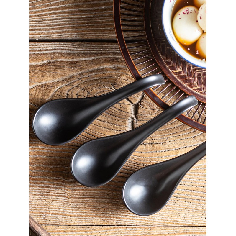 Gomakren Asian Soup Spoons, 6.5 Inch Ceramic Chinese Soup Spoons