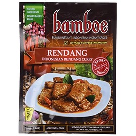 bamboe - RENDANG - INDONESIAN DRY CURRY PASTE - INDONESIAN INSTANT SPICES - 6 x 1.2 OZ /36 g - Product of Indonesia by Bamboe