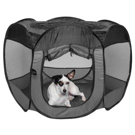 Furhaven Portable Dog Playpen Cat Tent, Pet playground/kennel foldable indoor outdoor zippered puppy crate - Gray, Medium