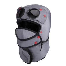 TAGVO Winter Hat with Ear Flaps, Warm Snowproof Aviator Hat with Windproof Removable Face Mask for Skiing, Ice Skating and Other Outdoor Activities, gray