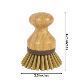 Bamboo Naturals Mini Scrub Brush, Made of Sustainable Bamboo and Recycled Plastic, Scrub Pots, Pans, Vegetables, and More, Pack of 2