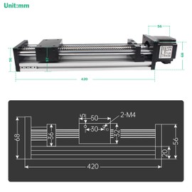 YIDOFENG CNC Linear Stage Actuator, Double Optical Axis Linear Slide Rail 1204 Ball Screw CNC Linear Motion Rail Guide with Nema23 Stepper Motor for CNC Router Machine (300mm / 11.81")