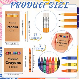Trandraft 48 Pcs Crayons Bulk of 8 Colors with 72 Pcs Sharpened Pencils Bulk(#2 Hb), Mini Packs of Crayons for Back to School Supplies Classroom Party Favors (12 Boxes)
