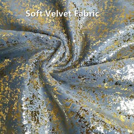 Deeprove 12 x 20 Throw Pillow Cover, Both Sides Metallic Sparkle Gold Foil Print, Decor Soft Velvet Hidden Zipper Closure Accent Pillow Cushion Case for Sofa, Lumbar, Rectangle 1 Pack, Greyish Blue