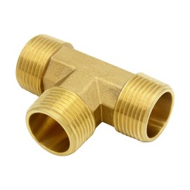 Hooshing Brass Pipe Tee Fittings 3/4" NPT x 3/4" NPT x 3/4" NPT Male Convert Adapter for Fuel Oil Gas Plumbing