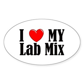 CafePress I Love My Lab Mix Oval Car Bumper Sticker