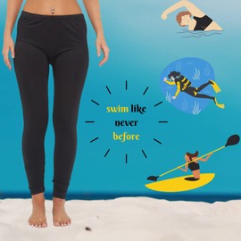 Sam Caan® Women Swimming Leggings Ladies Swim Pants Bottoms Swimwear Wetsuits with Drawstrings Black