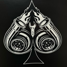 Ace of Spades Turbo Sticker - High Quality creative car decal sticker - Color: Black/red