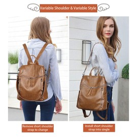 SYKT Backpack Purse for Women Fashion School PU Leather Purse and Hangbags Shoulder Bags