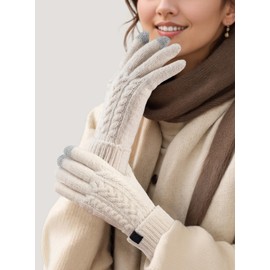 TRENDOUX Women's Winter Warm: Thermal Updated Touchscreen Winter Gloves Women, Thickened Wool Soft Elastic Thermal Gloves Softshell, Warm Lined Cold Weather Women's Gloves, White