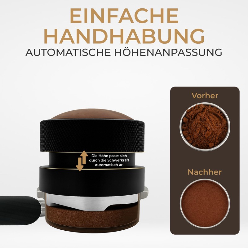 WERKSTOLZ Espresso Distributor 58mm | Höhenverstellbar | Leveler Tool für