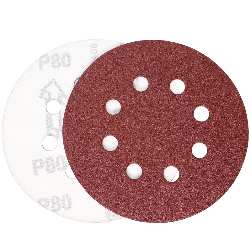 ZUYUEE 30PCS 125mm Sanding Discs 80 Grit,8-Hole Sand Paper,Sandpaper for