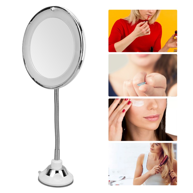 Magnifying Mirror 10X Magnification LED Fill Light Suction Cup Adjustable