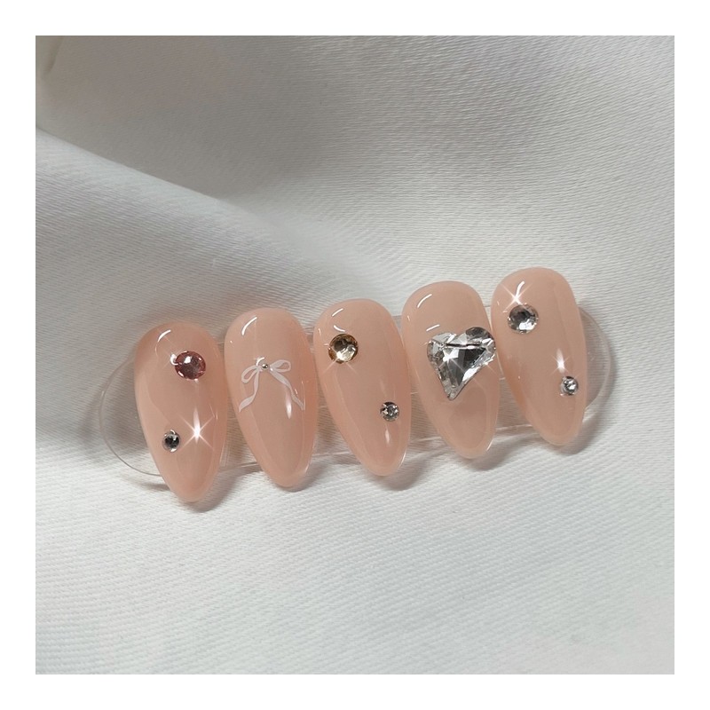 [Handmade Nail Tips] Nude Light Nail Tips - Coffin Egg