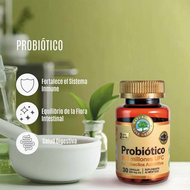 Probiótico, Lactobacilos Acidófilos - 30 Cápsulas- Naturelab Sabor Sin sabor