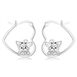 LES OSEWA Yorkie Earrings Sterling Silver Yorkie Dog Hoop Earrings Yorkie Jewelry Gifts for Women Yorkshire Lover
