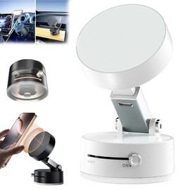 Gznehcu Vacuum Magnetic Suction Phone Holder, Adjustable and Foldable Car Mount, Strong Magnetic Car Phone Holder for iPhone16/15/14/13/12,for Shower/Car/Mirror/Smooth Surfaces (White)