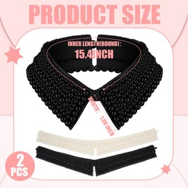 Hicarer 2 Pieces Pearl Collar Necklace for Women Detachable Fake Collar Simulated Pearl Beaded Bib Dickey Collar(Delicate)