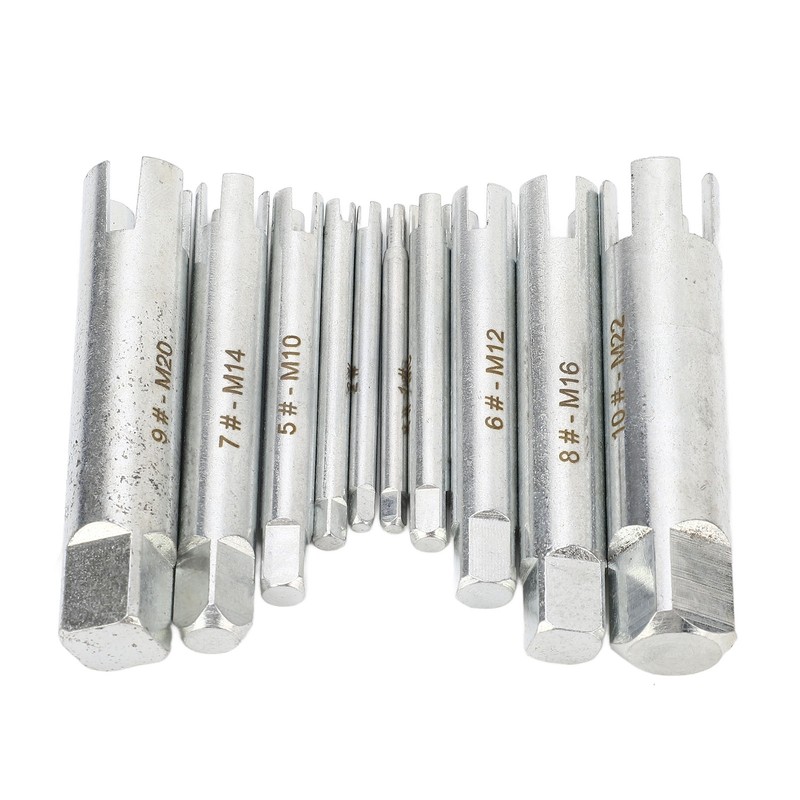 10Pcs Screw Tap Extractor Set Quenched Alloy Steel Broken Screw