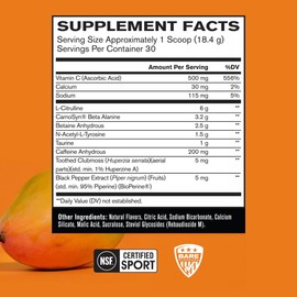 BARE PERFORMANCE NUTRITION BPN Flight Pre Workout, Supports Energy and Mental Focus, Improved Endurance & Muscle Pumps with CarnoSyn® Beta Alanine, Mango, 30 Servings