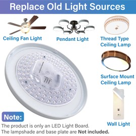 Lustaled 2Pack 36W LED Light Engine Retrofit Kit,6.69inch 3200LM 3CCT 3000K/4000K/5000K Dimmable Ceiling Fan Light Kits,AC 120-130V Ceiling Fan Light Replacement for Ceiling Flush Light