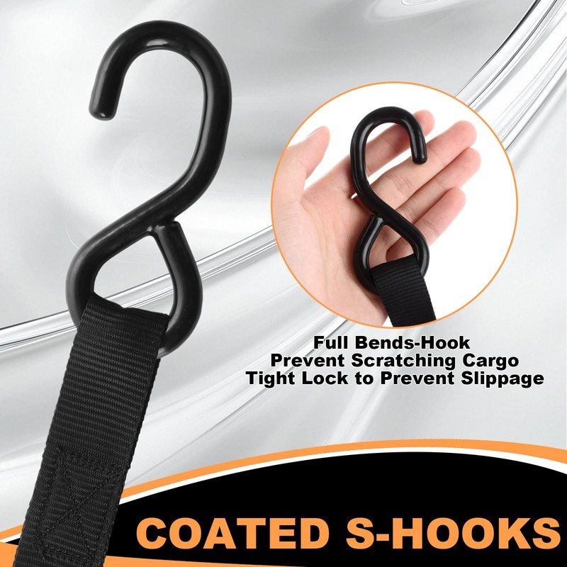 DAJAVE 2 Pack 1 Inch Retractable Ratchet Straps Heavy Duty