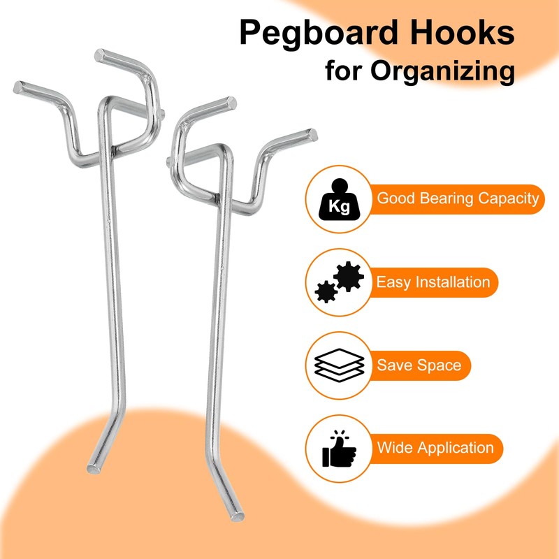 sourcing map 50Pcs 4" Pegboard Hooks, L Shape Metal Wall