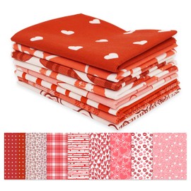 Soimoi 8 Pc Fat Quarter Bundle-Valentine Heart Print 18"x 22" DIY Patchwork-100% Cotton Pre-Cut Quilting Fabric Red & Pink