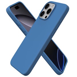 ORNARTO Compatible with iPhone 16 Pro Max Case 6.9", Slim Liquid Silicone 3 Layers Soft Gel Rubber Shockproof Protective Cover with Anti-Scratch Microfiber Lining-Blue