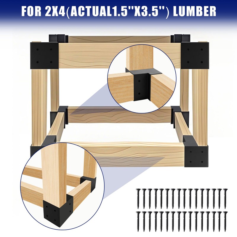 2''x4'' DIY Workbench Kit,8 Pcs Steel 3-Way Right Angle Corner