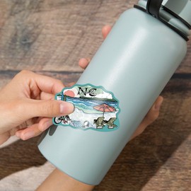 Die Cut Sticker Nags Head, North Carolina, Beach Scene, Sketch, Contour Vinyl Sticker 3 to 6 inches, (Waterproof Decal for Cars, Water Bottles, Laptops, Coolers), Large