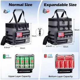 DOLOPL Lunch Box for Men, Tactical Insulated Expandable Lunch Box for Men/Women, 16L Large Leakproof Waterproof Women Lunch Bag With Adjustable Shoulder Strap for Outdoor, Picnic, Office, Grey