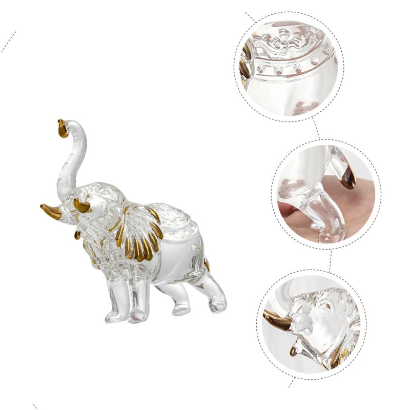 Gatuida Crystal Elephant Figurine Elegant Desktop Decor Craftsmanship Crystal Material
