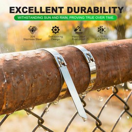 SKIKEN Extra-Wide Metal Zip Ties 15.8 Inch - 304 Stainless Steel Zip Ties Heavy Duty 100pcs | Self-Locking Cable Ties for Chain Link Fence/Outdoor/Electrical/Farms | 300lb Capacity (0.31"W)