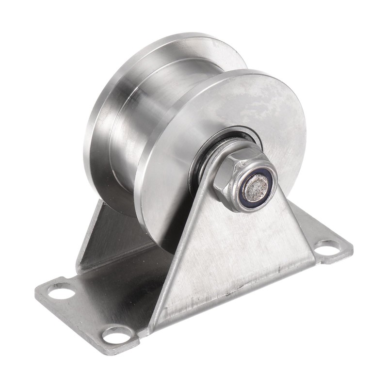 uxcell 1pcs H Groove Track Wheel, 2.28" 201 Stainless Steel