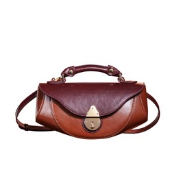 Qiannaura Small Top Handle Bag Retro Design Crossbody Bags Purses for Women Mini Faux Leather Shoulder Bag Handbag Satchels, Brown