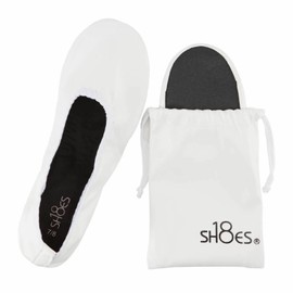 Shoes8teen Women's Foldable Portable Travel Ballet Flat Shoes w/Matching Carrying Case SH1818 White 11