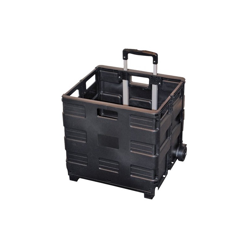 Easy Crate Rolling Foldable Plastic Crate with Telescopic Handle and