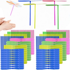 LCPQMZGH 60 Set Helicopter Toy, 60 Propeller and 60 Rod, Hand Helicopter Spinner Plastic Propeller Outdoor Flying Helicopter Toys Set, Random Color