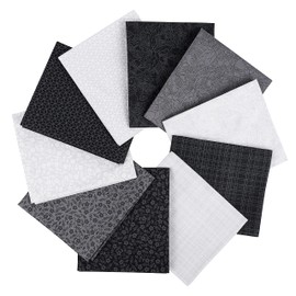 Craftido - 24 Options - 100% Cotton Quilting Fabric Bundle 10 Pieces Fat Quarters 18 x 21 Inches (46 x 53 cm) - Medium Weight 5.2 oz - for Quilting, Sewing Project, Patchwork, DIY Crafts - Monochrome