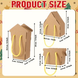 Weysat 50 Pcs Christmas Gingerbread House Kit DIY Build Christmas Gingerbread House Boxes with Ropes Xmas Gift Boxes for DIY Crafts Xmas Party Supplies Decor(Brown)