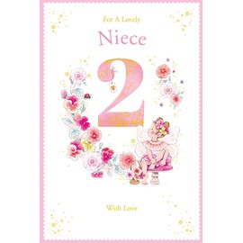 Niece 2nd Birthday Card Age 2 Pansy Fairy 9" x 6" Lovely Verse