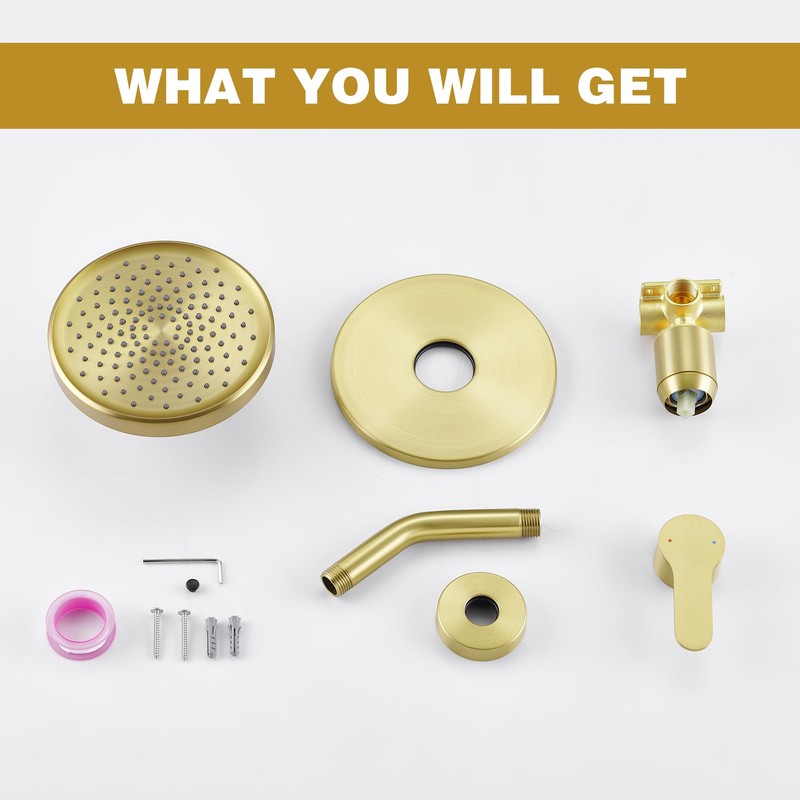 Tohlar Gold Shower Faucet, Single-Handle Shower Faucet Set with 6
