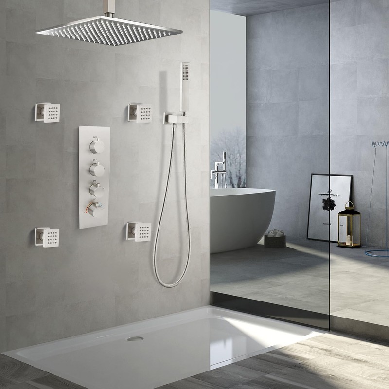 HOMEDEC Shower Jet Body Massage Wall Side Sprayer Square Brass