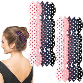 10 PCS Polka Dot Deft Hair Bun Makers French Twist Donut Maker Rabbit Ear Flexible Quick Styling Accessories for Women Girls Long Thick Thin Hair