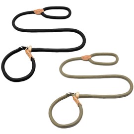Pack of 2 Dog Leads with Pull Stop, Training Lead for Dogs, Slip Lead for Small, Medium and Large Dogs, Adjustable (Size: 150 cm/59.06 inches)