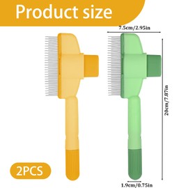 LXUEJIE Flea Comb for Dogs and Cats with Release Button, 2PCS Comfort safety Pet Hair Removal Comb & Flea Combs with Long & Short Stainless Steel Metal Teeth for Short/Long Hair