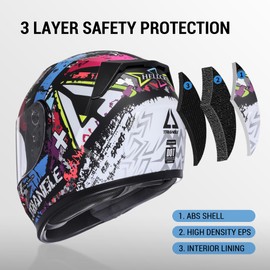 TRIANGLE Kids Motorcycle Helmets Youth Full Face Helmet Lightweight with 2 Visors DOT Approved