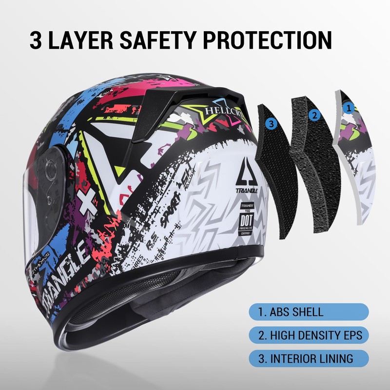 TRIANGLE Kids Motorcycle Helmets Youth Full Face Helmet Lightweight with