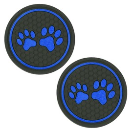 DUSCOKE 2PCS Cute Car Cup Holder Coasters, 2.71 Inch Anti Slip Shockproof Silicone Drink Mat, Dustproof Dog Paw Auto Insert Coaster, Vehicle Interior Decoration Accessory for Car Truck RV (Blue)